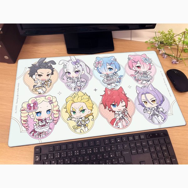 画像2:  【予約商品】  カーテン魂　Re:ゼロから始める異世界生活　ラバーマット（けもみみアイドル） 【26年10月下旬発売】 (2)