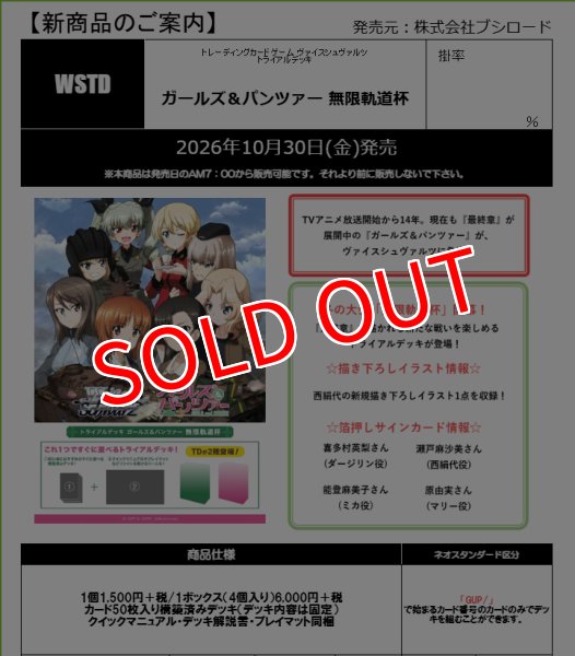 画像2:  【予約商品】  ヴァイスシュヴァルツ  『ガールズ＆パンツァー 無限軌道杯』トライアルデッキ BOX（4デッキ入り） 【26年10月30日発売】 (2)