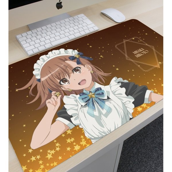 画像3:  【予約商品】  アルマビアンカ　とある科学の超電磁砲Ｔ 描き下ろし 御坂美琴 星空メイドver. マルチデスクマット 【26年11月上旬発売】    (3)