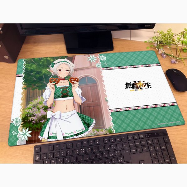 画像2:  【再販予約商品】  カーテン魂　無職転生II 〜異世界行ったら本気だす〜 描き下ろしラバーマット（シルフィエット／ディアンドル） 【26年12月上旬再販】 (2)