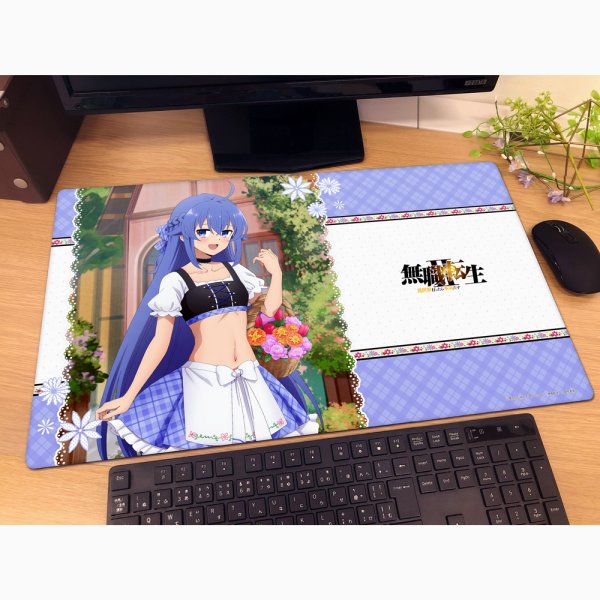 画像2:  【再販予約商品】  カーテン魂　無職転生II 〜異世界行ったら本気だす〜 描き下ろしラバーマット（ロキシー／ディアンドル） 【26年12月上旬再販】 (2)