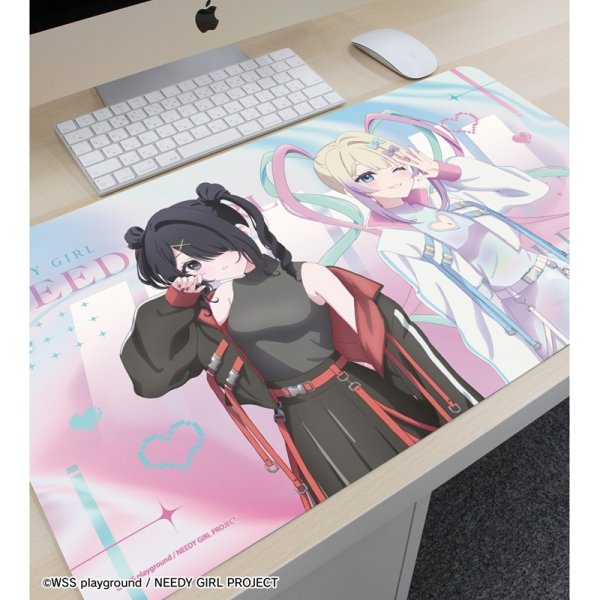画像3:  【予約商品】  アルマビアンカ　アニメ「NEEDY GIRL OVERDOSE」 描き下ろし 超てんちゃん&あめちゃん タクティカルファッションver. マルチデスクマット 【26年11月中旬発売】 (3)