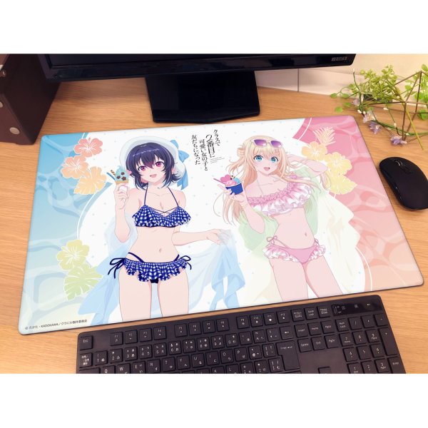 画像2:  【予約商品】  カーテン魂　クラスで2番目に可愛い女の子と友だちになった 描き下ろしラバーマット（水着） 【26年12月中旬発売】 (2)