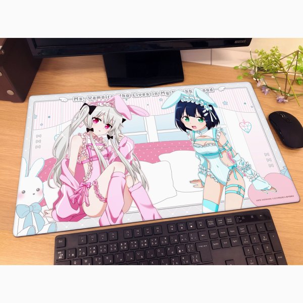 画像2:  【予約商品】  カーテン魂　となりの吸血鬼さん 描き下ろしラバーマット（ソフィー＆灯／ゆめいろバニー） 【26年12月中旬発売】 (2)