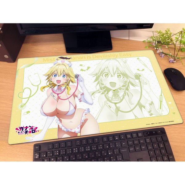 画像2:  【予約商品】  カーテン魂　カナン様はあくまでチョロい　描き下ろしラバーマット（ジャンヌ／ナース水着） 【26年12月中旬発売】 (2)