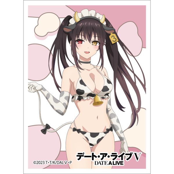 画像1:  【予約商品】  カーテン魂　[デート・ア・ライブV]描き下ろしスリーブ（時崎狂三／牛柄水着）（65枚入り） 【26年12月中旬発売】 (1)