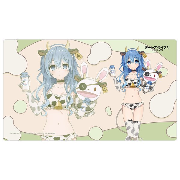 画像1:  【予約商品】  カーテン魂　[デート・ア・ライブV]描き下ろしラバーマット（四糸乃／牛柄水着） 【26年12月中旬発売】 (1)