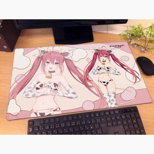 画像2:  【予約商品】  カーテン魂　[デート・ア・ライブV]描き下ろしラバーマット（五河琴里／牛柄水着） 【26年12月中旬発売】 (2)