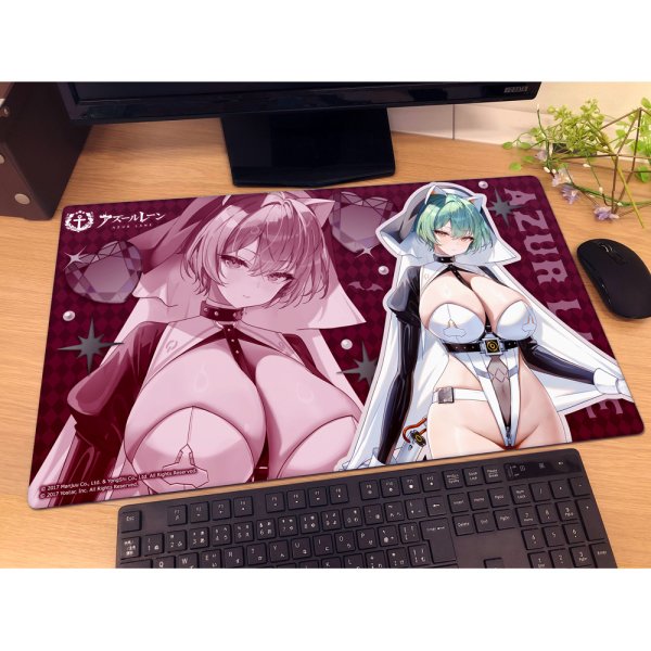 画像2:  【予約商品】  カーテン魂　[アズールレーン]描き下ろしラバーマット（アドミラル・ナヒーモフ／サキュバスシスター） 【27年1月下旬発売】 (2)
