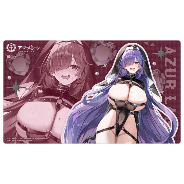画像1:  【予約商品】  カーテン魂　[アズールレーン]描き下ろしラバーマット（モガドール／サキュバスシスター） 【27年1月下旬発売】 (1)