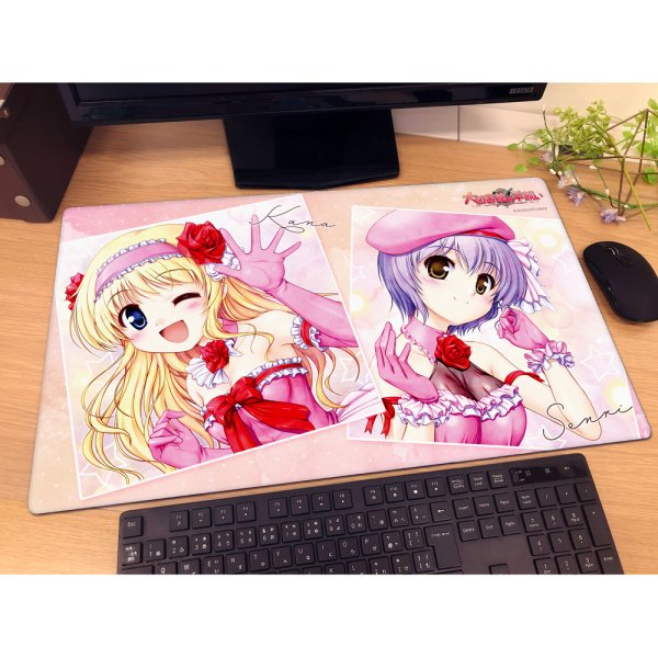 画像2:  【予約商品】  カーテン魂　[大図書館の羊飼い]ラバーマット（御園千莉&鈴木佳奈/ドレス） 【27年1月下旬発売】    (2)