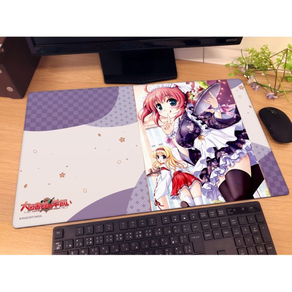 画像2:  【予約商品】  カーテン魂　[大図書館の羊飼い]ラバーマット（鈴木佳奈&小太刀凪/ウェイトレス） 【27年1月下旬発売】    (2)