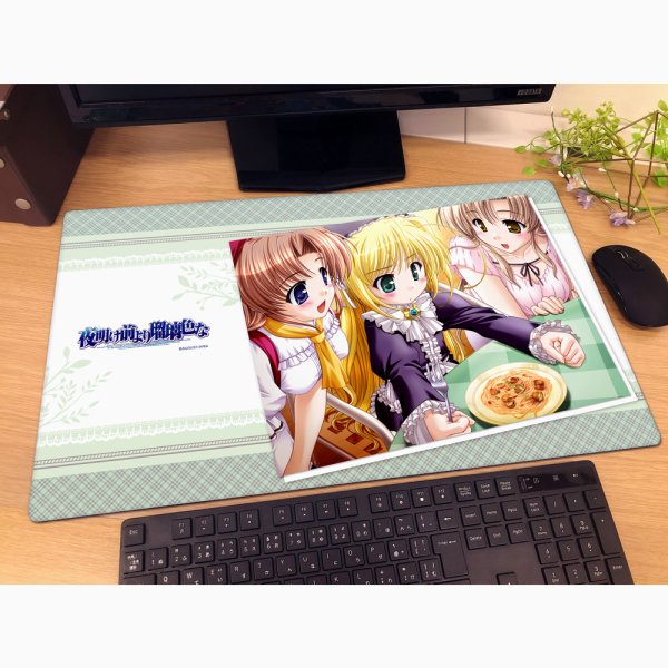 画像2:  【再販予約商品】  カーテン魂　[夜明け前より瑠璃色な]ラバーマット（リースリット・ノエル/食事） 【27年1月下旬再販】    (2)