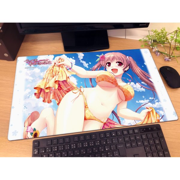 画像2:  【予約商品】  カーテン魂　[千の刃濤、桃花染の皇姫]ラバーマット（椎葉古杜音/水着） 【27年1月下旬発売】    (2)
