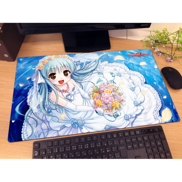 画像2:  【予約商品】  カーテン魂　[大図書館の羊飼い]ラバーマット（嬉野紗弓実/ウェディングドレス） 【27年1月下旬発売】    (2)