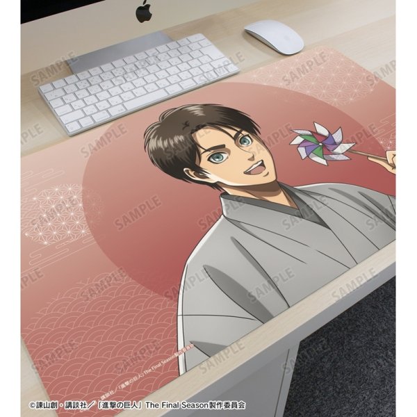 画像3:  【予約商品】  アルマビアンカ　TVアニメ『進撃の巨人』 描き下ろし エレン 和服ver. マルチデスクマット 【27年1月中旬発売】    (3)