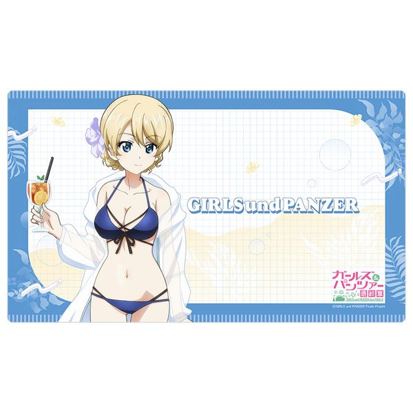画像1:  【再販予約商品】  カーテン魂　[ガールズ＆パンツァー 最終章]描き下ろしラバーマット（ダージリン／リゾート水着） 【27年2月中旬再販】    (1)