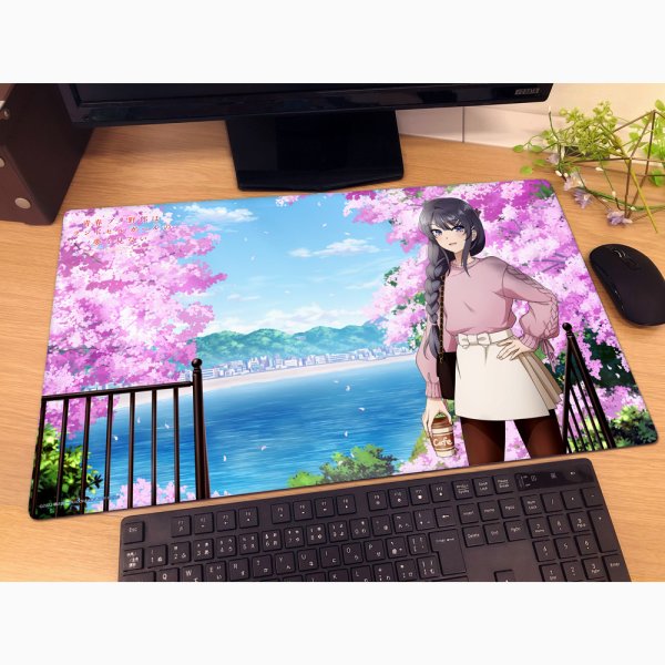 画像2:  【再販予約商品】  カーテン魂　[青春ブタ野郎はランドセルガールの夢を見ない]描き下ろしラバーマット（桜島麻衣／桜） 【27年2月中旬再販】    (2)