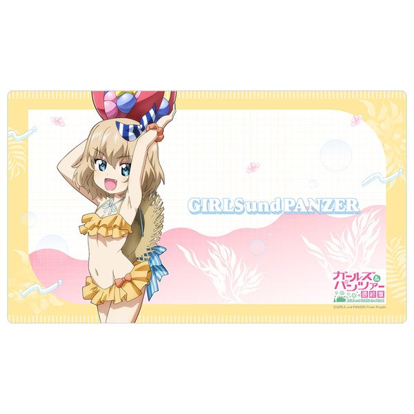 画像1:  【再販予約商品】  カーテン魂　[ガールズ＆パンツァー 最終章]描き下ろしラバーマット（カチューシャ／リゾート水着） 【27年2月中旬再販】    (1)
