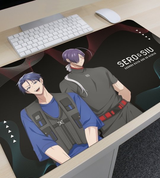 画像3:  【予約商品】  アルマビアンカ　TVアニメ「拷問バイトくんの日常」 描き下ろし セロ&シウ タクティカルファッションver. マルチデスクマット 【27年2月上旬発売】 (3)