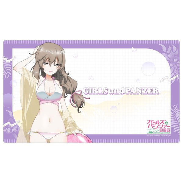 画像1:  【再販予約商品】  カーテン魂　[ガールズ＆パンツァー 最終章]描き下ろしラバーマット（島田千代／リゾート水着） 【27年2月中旬再販】    (1)