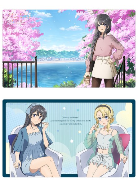 画像3:  【再販予約商品】  カーテン魂　[青春ブタ野郎はランドセルガールの夢を見ない]描き下ろしラバーマット（桜島麻衣＆豊浜のどか／ルームウェア） 【27年2月中旬再販】    (3)