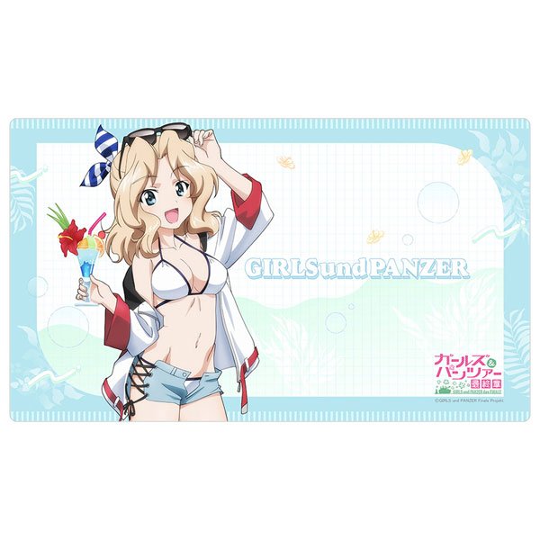 画像1:  【再販予約商品】  カーテン魂　[ガールズ＆パンツァー 最終章]描き下ろしラバーマット（ケイ／リゾート水着） 【27年2月中旬再販】    (1)