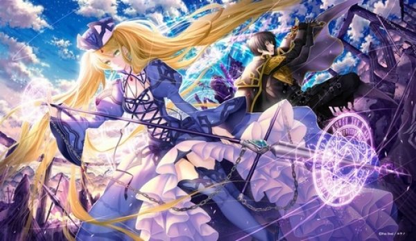 画像1: ファンディール ラバーマット 魔道シリーズ「聖槍女アスティア&聖騎士グリフ」 イラスト:ユウノ (1)