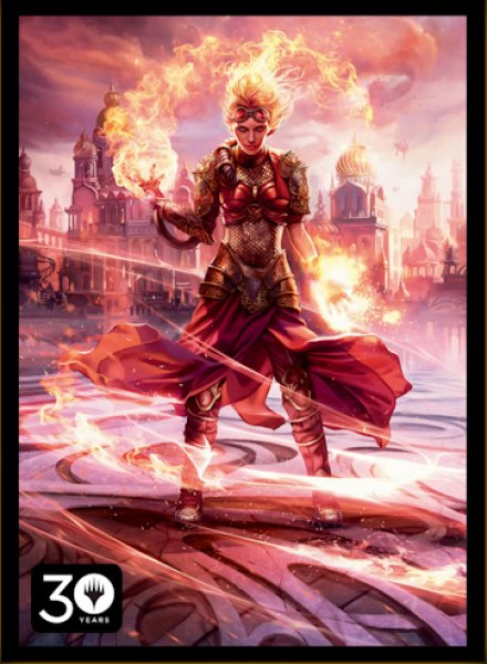 画像1: マジック・ザ・ギャザリング Magic: The Gathering 30th Anniversary プロモーションスリーブ「反逆の先導者、チャンドラ/Chandra, Torch of Defiance（illus.Magali Villeneuve 先生）」（80枚）（未開封・買取品） (1)