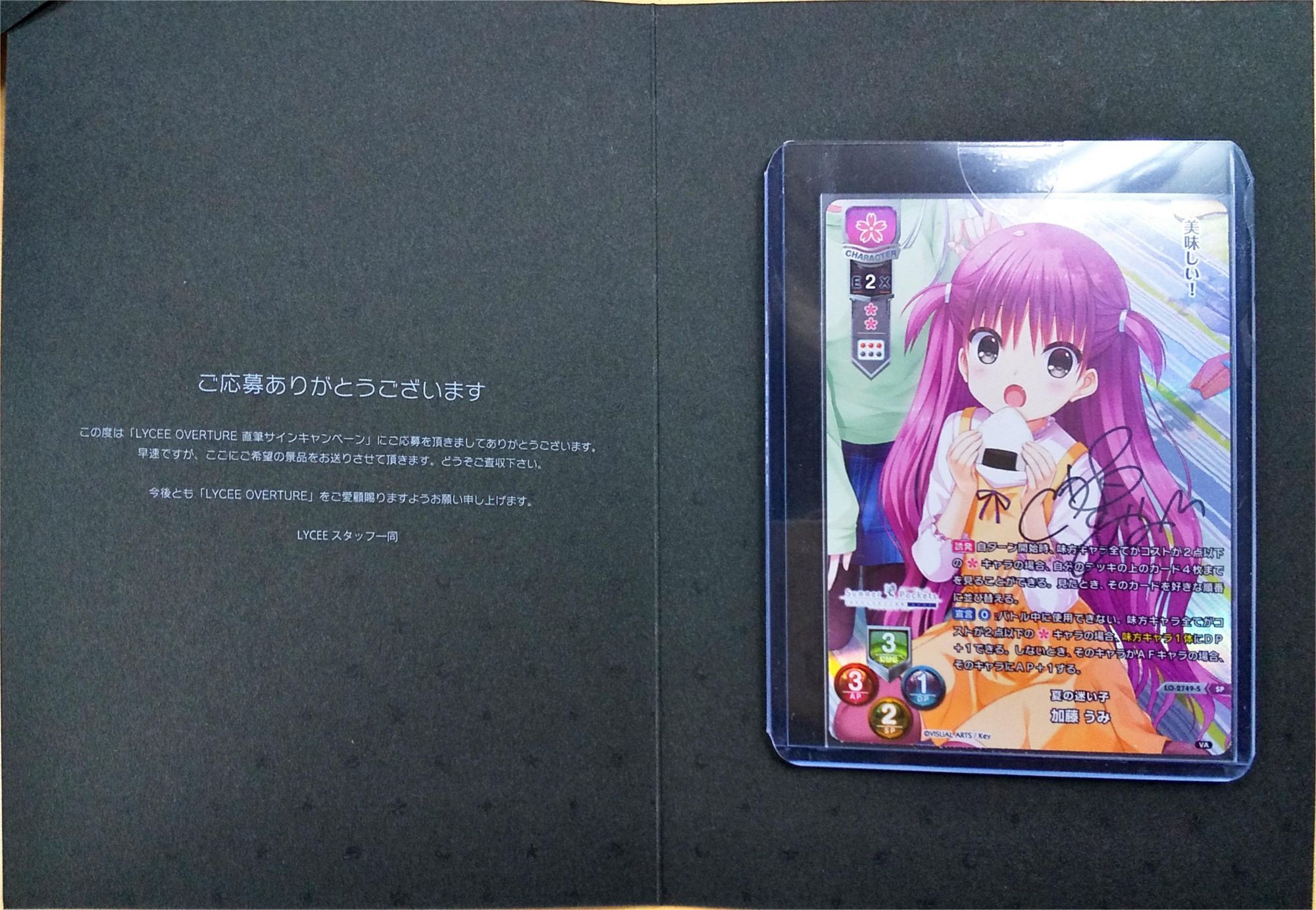 Va 3 0 夏の迷い子 加藤 うみ 直筆サインカード 田中あいみ さん Project Core 1号店
